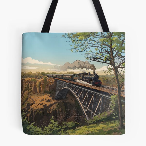 Item preview, Victoria Falls Zimbabwe Bridge Steam Train Zambezi Gorge Retro Vintage Design Motif designed and sold by strandbar.
