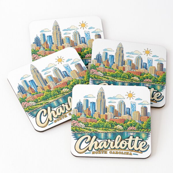 Item preview, Hand Drawn Charlotte North Carolina Travel Souvenir Landmark Gift designed and sold by MichaeIRellov.