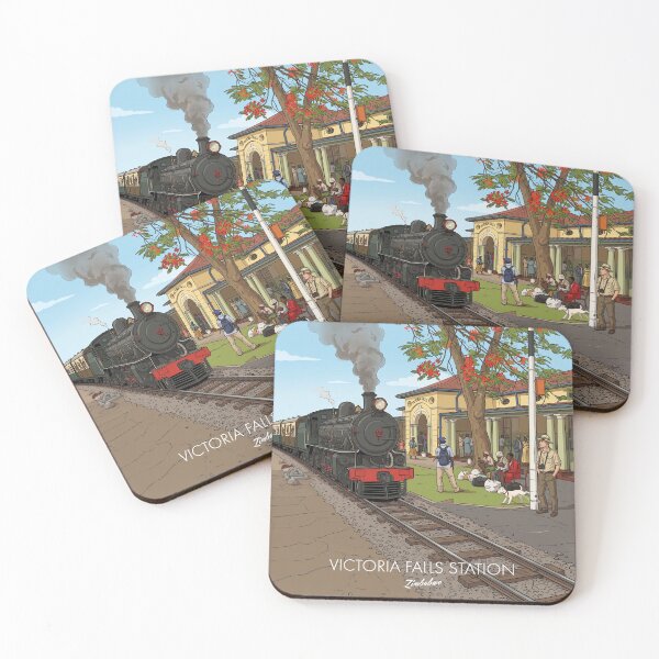 Item preview, Victoria Falls Station Zimbabwe Steam Train Station Retro Vintage Design Motif designed and sold by strandbar.