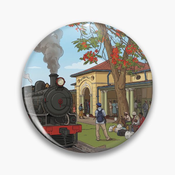 Artikelvorschau, Victoria Falls Station Zimbabwe Dampfzug Bahnhof Retro Vintage Design-Motiv entworfen und verkauft von strandbar.