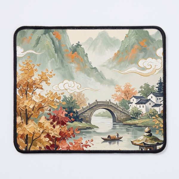 Item preview, Autumn Chinese Garden With Stone Bridge And Lantern designed and sold by zeloyacrussle.