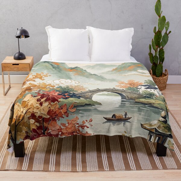 Item preview, Autumn Chinese Garden With Stone Bridge And Lantern designed and sold by zeloyacrussle.