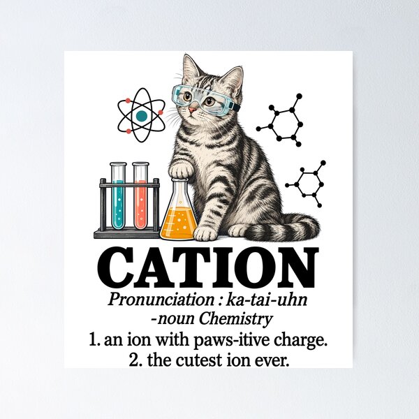 Item preview, Cation Chemistry Cat Pun Funny Science Lab Kitten Humor designed and sold by andre-hollow.