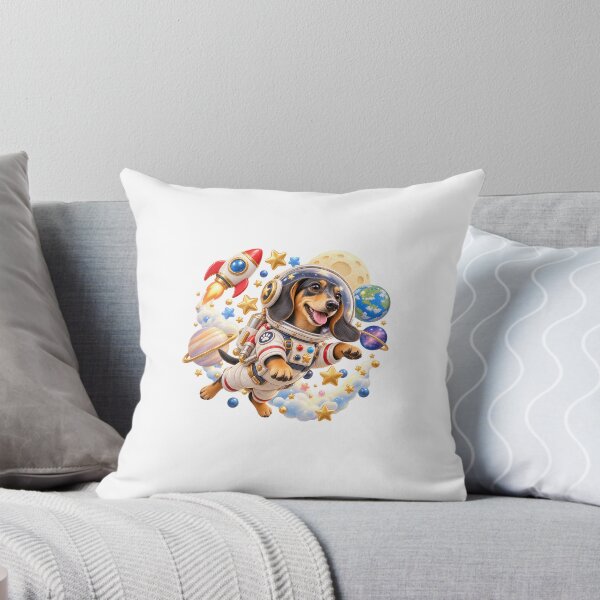 Item preview, Puffy 3D Glossy Black and Tan Dachshund Astronaut in Space designed and sold by LunaDogStudio.