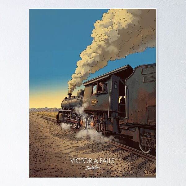 Item preview, Victoria Falls Zimbabwe Steam Locomotive 204 Driver Retro Vintage Design Motif designed and sold by strandbar.