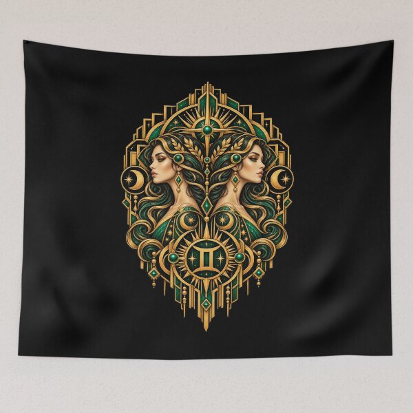 Item preview, Emerald Twin Souls – Art Deco Gemini Zodiac designed and sold by RockitBaby.