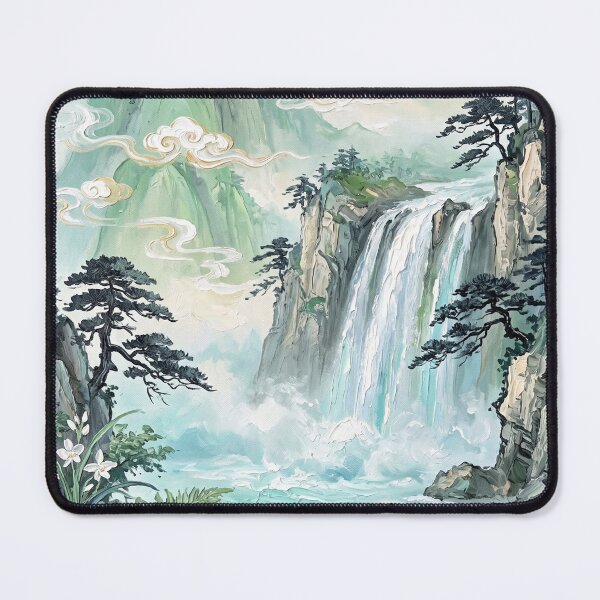 Item preview, Summer Waterfall In Misty Chinese Mountains designed and sold by zeloyacrussle.