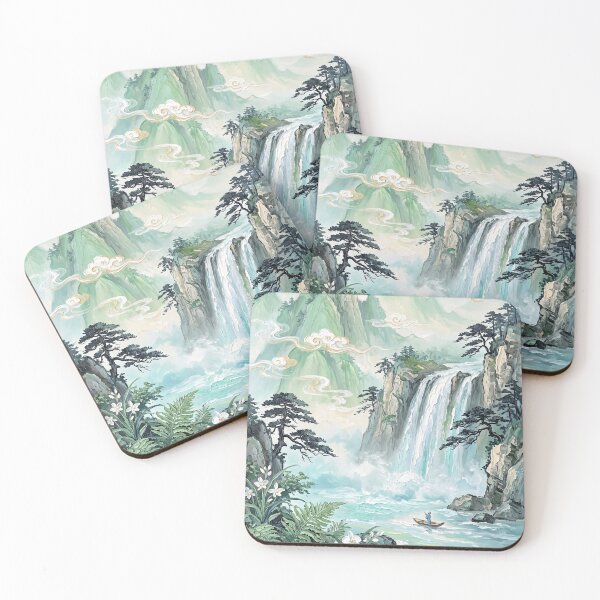 Item preview, Summer Waterfall In Misty Chinese Mountains designed and sold by zeloyacrussle.