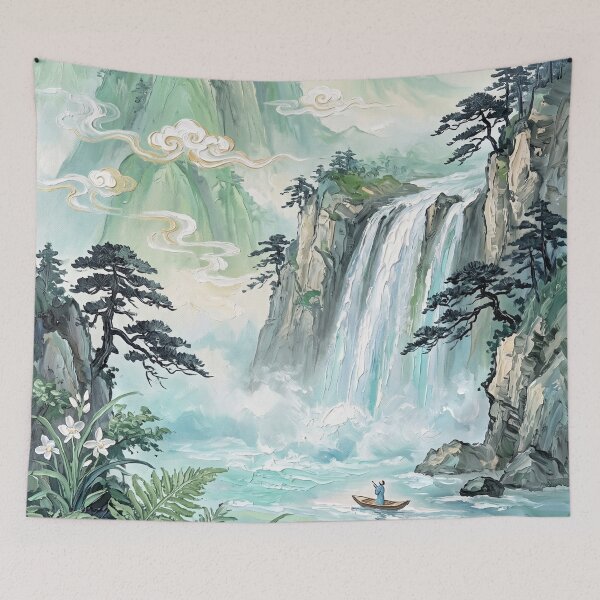 Item preview, Summer Waterfall In Misty Chinese Mountains designed and sold by zeloyacrussle.