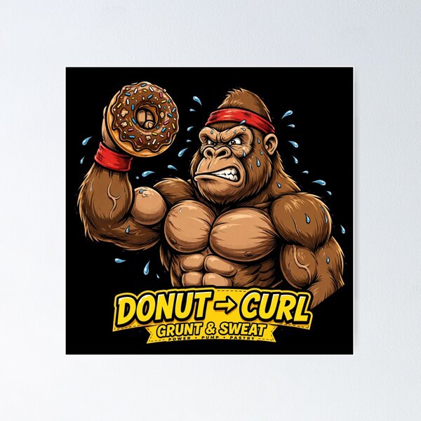 Item preview, Donut Curl Funny Buff Gorilla Gym Fitness Donut Lover Workout designed and sold by StrongEveryDayStore.