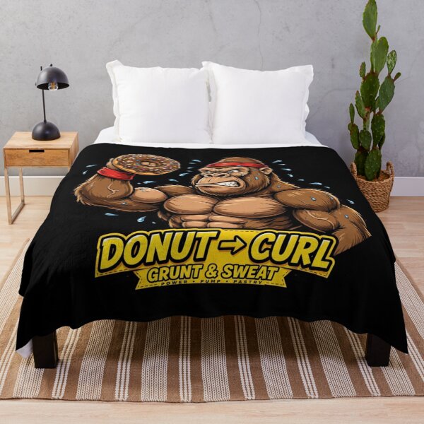 Item preview, Donut Curl Funny Buff Gorilla Gym Fitness Donut Lover Workout designed and sold by StrongEveryDayStore.