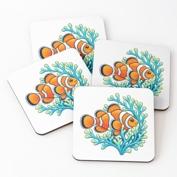Item preview, Clownfish & Turquoise Coral Reef designed and sold by Myra365Art.