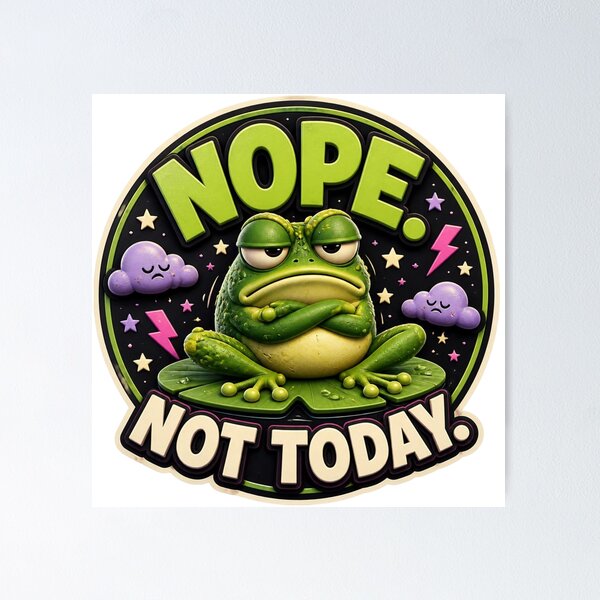 Item preview, Nope Not Today Funny Grumpy Frog Introvert Humor designed and sold by mo-carnival.