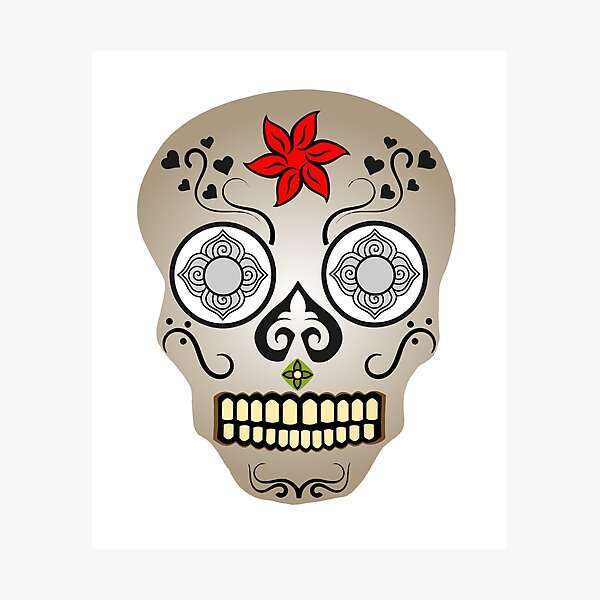 Item preview, Red Flower Day Of the Dead Skull designed and sold by Abstract65.