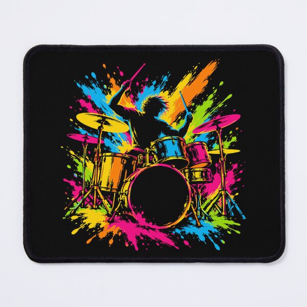 Item preview, Colorful Rock Drummer Drum Kit Musician Neon Splash Art designed and sold by andre-hollow.