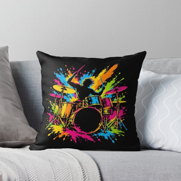 Item preview, Colorful Rock Drummer Drum Kit Musician Neon Splash Art designed and sold by andre-hollow.