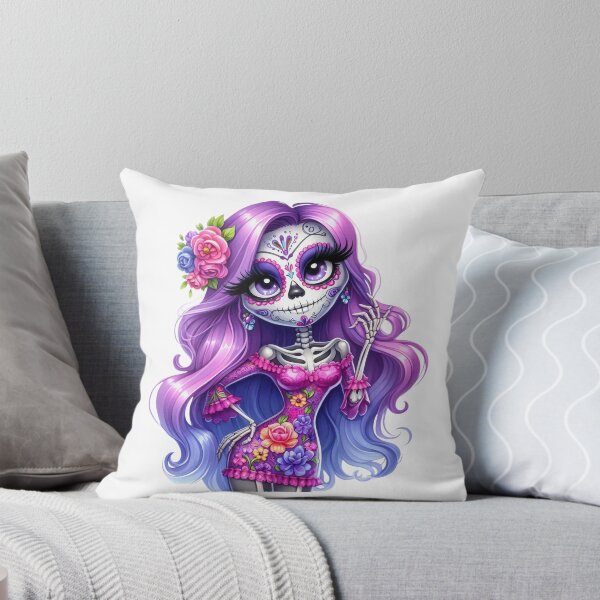 Item preview, Purple Catrina Skeleton in Floral Dress designed and sold by Krasnovaovaova.