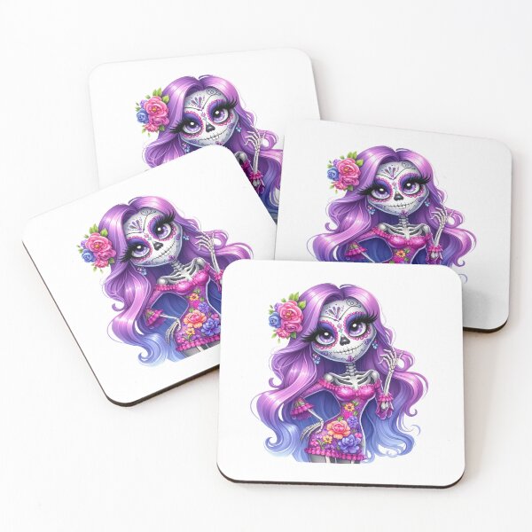 Item preview, Purple Catrina Skeleton in Floral Dress designed and sold by Krasnovaovaova.