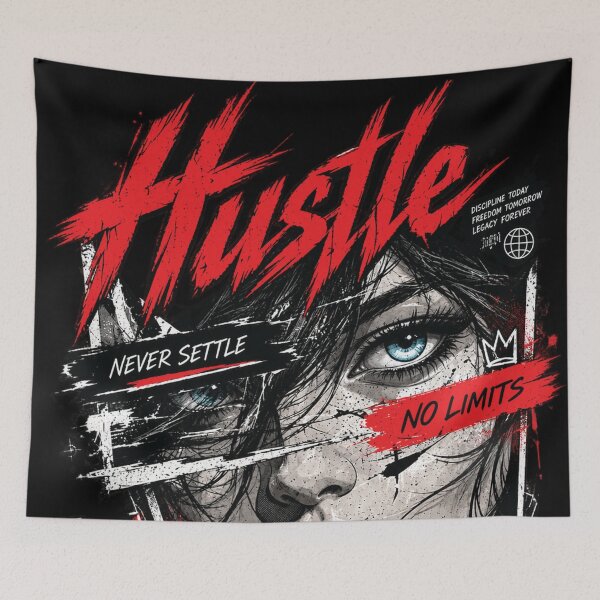 Item preview, Hustle Stay Grinding – Red & Black Edgy Typography designed and sold by DemanDFashionFactroy.