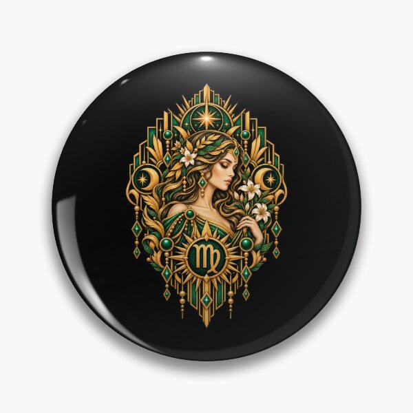 Item preview, Emerald Harvest Muse – Art Deco Virgo Zodiac designed and sold by RockitBaby.
