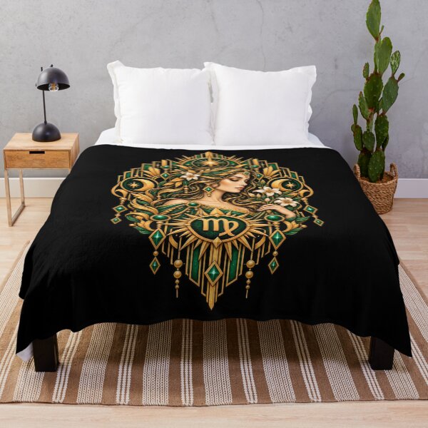 Item preview, Emerald Harvest Muse – Art Deco Virgo Zodiac designed and sold by RockitBaby.