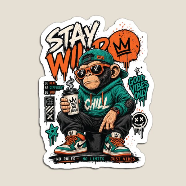 Item preview, Stay Wild Chill Monkey – Graffiti Streetwear designed and sold by DemanDFashionFactroy.