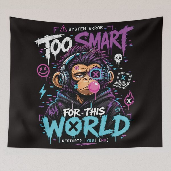 Item preview, Too Smart For This World – Cyberpunk Ape Glitch designed and sold by Xtention Co..