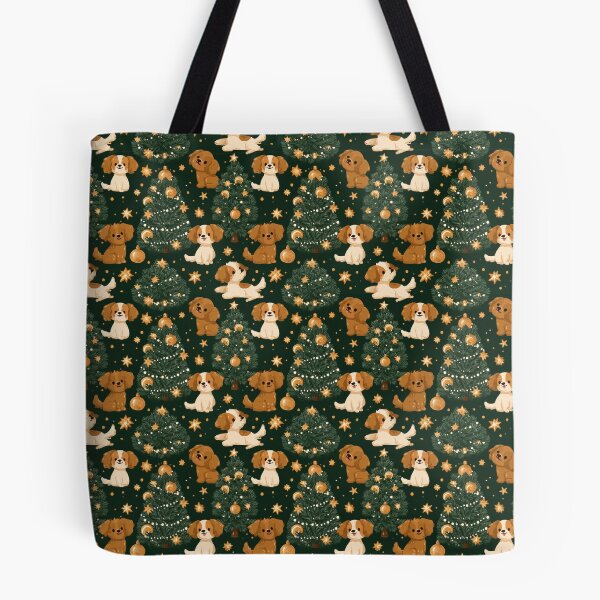 Item preview, Cute Cavalier Puppy Christmas Tree Pattern designed and sold by NicolasGlowArt.