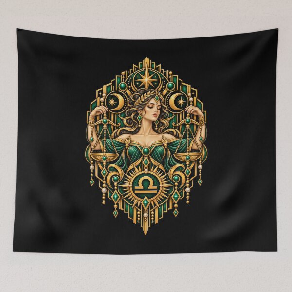 Item preview, Emerald Scales of Harmony – Art Deco Libra Zodiac designed and sold by RockitBaby.