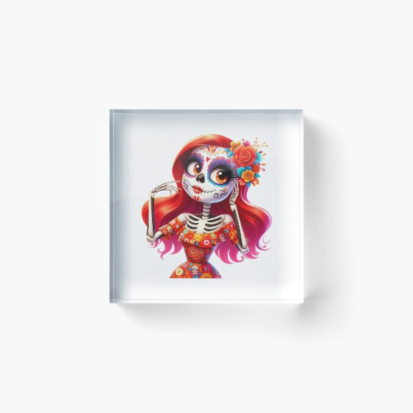 Item preview, Red Hair Catrina Portrait with Floral Skull Makeup designed and sold by Krasnovaovaova.