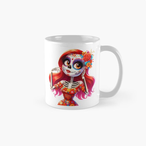 Item preview, Red Hair Catrina Portrait with Floral Skull Makeup designed and sold by Krasnovaovaova.