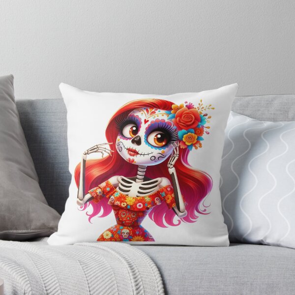 Item preview, Red Hair Catrina Portrait with Floral Skull Makeup designed and sold by Krasnovaovaova.