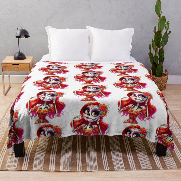 Item preview, Red Hair Catrina Portrait with Floral Skull Makeup designed and sold by Krasnovaovaova.