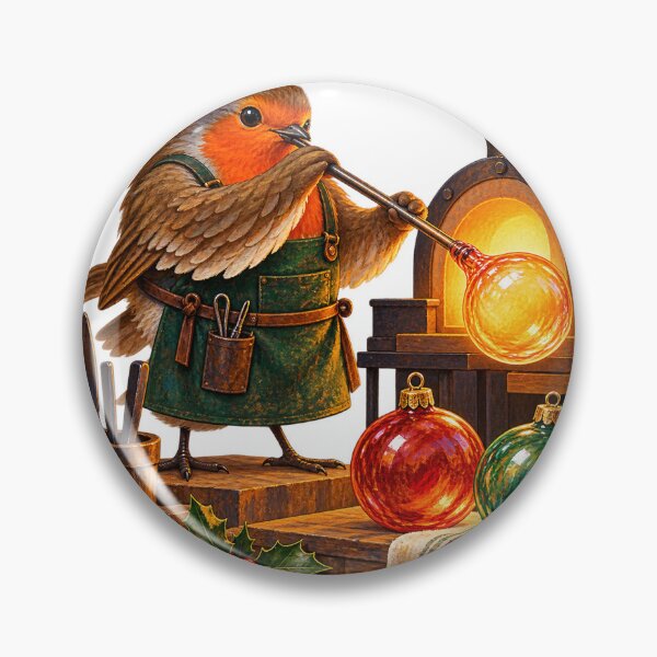 Item preview, Robin Ornament Glassblower Cozy Christmas Gouache designed and sold by gallleriaworld.
