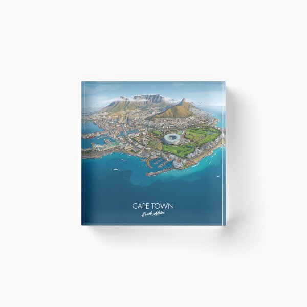 Item preview, Cape Town Panorama Bird's-eye view Table Mountain Stadium South Africa Retro Vintage Design Motif designed and sold by strandbar.