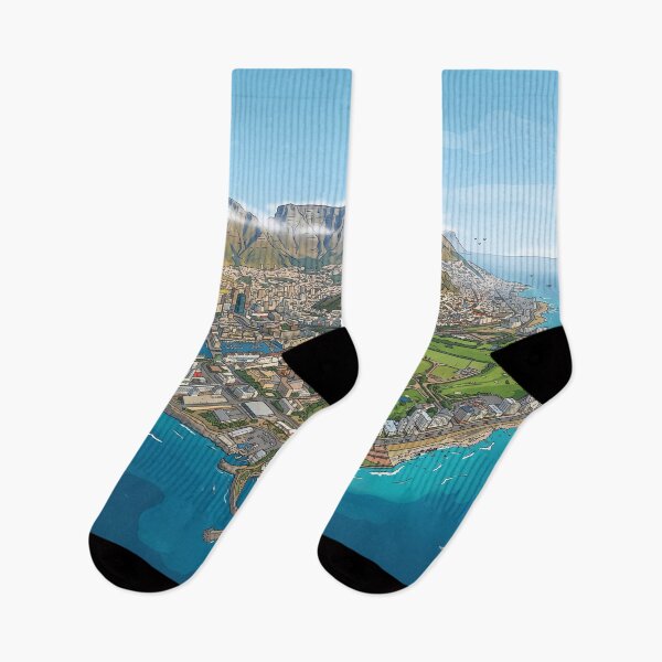 Item preview, Cape Town Panorama Bird's-eye view Table Mountain Stadium South Africa Retro Vintage Design Motif designed and sold by strandbar.