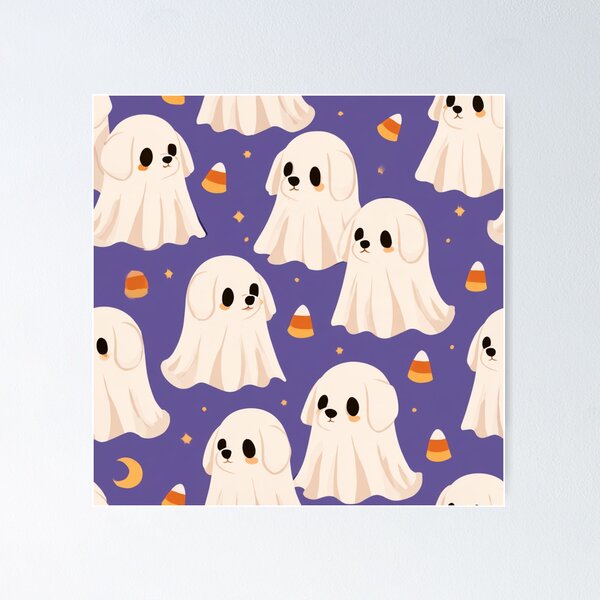 Item preview, Cute Ghost Dog Halloween Spooky Puppy Pattern designed and sold by NicolasGlowArt.
