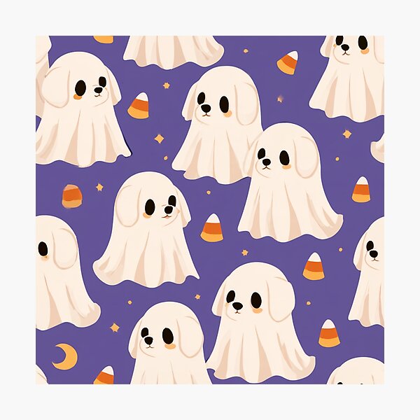 Item preview, Cute Ghost Dog Halloween Spooky Puppy Pattern designed and sold by NicolasGlowArt.