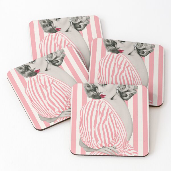 Item preview, Retro Glamour Woman Pink Stripes designed and sold by Mr Ai Shop.