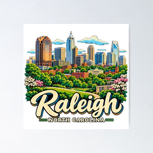 Item preview, Hand Drawn Raleigh North Carolina Travel Souvenir Landmark Gift designed and sold by MichaeIRellov.