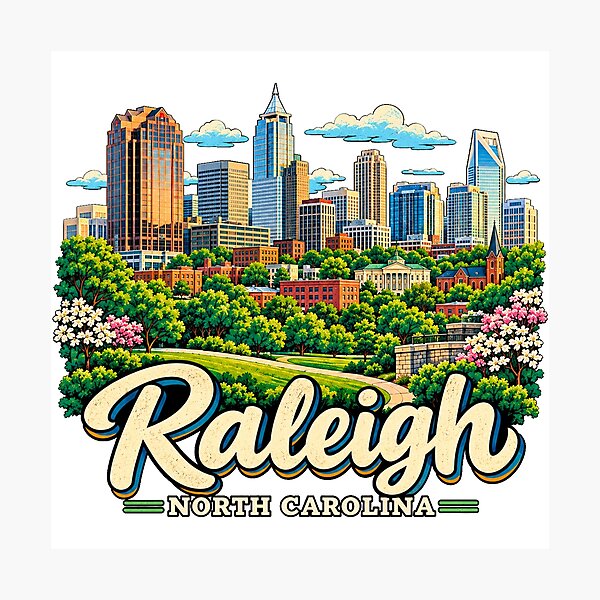 Item preview, Hand Drawn Raleigh North Carolina Travel Souvenir Landmark Gift designed and sold by MichaeIRellov.