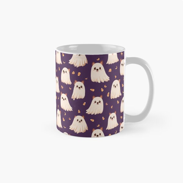 Item preview, Cute Kawaii Ghost Dog Cat Halloween Pattern designed and sold by NicolasGlowArt.