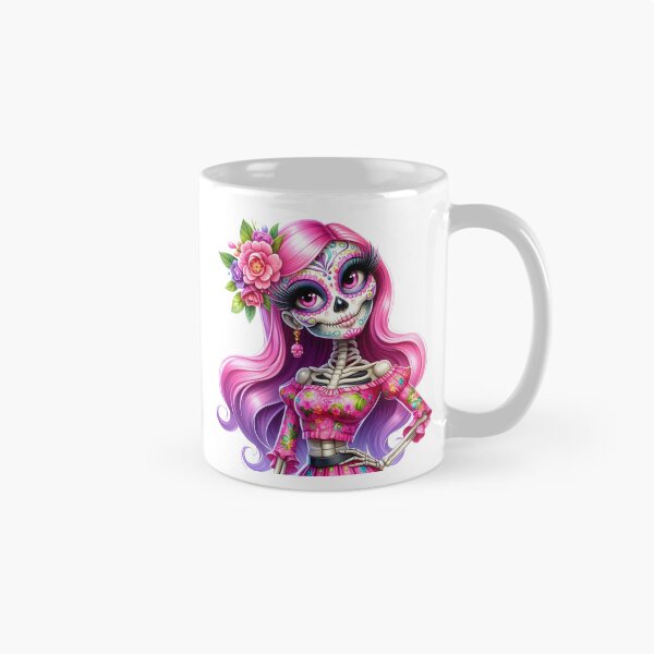 Item preview, Pink Hair Catrina Skeleton with Flower Crown designed and sold by Krasnovaovaova.