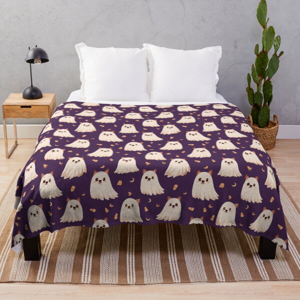 Item preview, Cute Kawaii Ghost Dog Cat Halloween Pattern designed and sold by NicolasGlowArt.