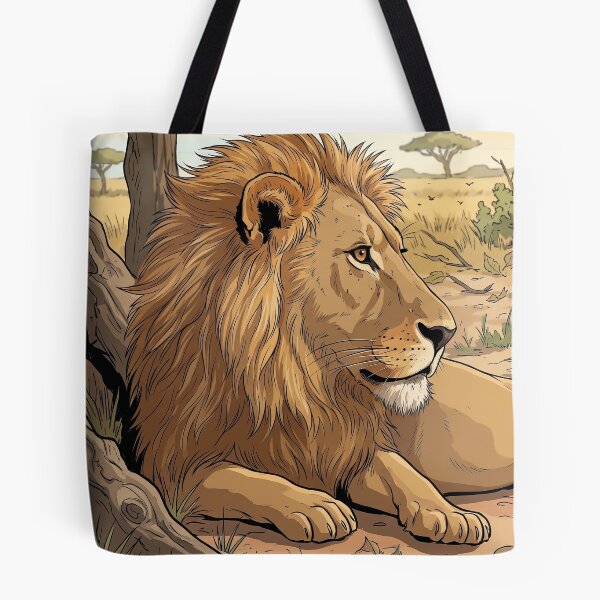 Item preview, Chobe National Park Botswana Lion Safari Wildlife Mane Retro Vintage Design Motif designed and sold by strandbar.
