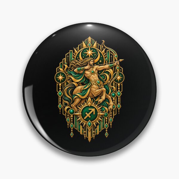 Item preview, Emerald Arrow Ascendant – Art Deco Sagittarius Zodiac designed and sold by RockitBaby.