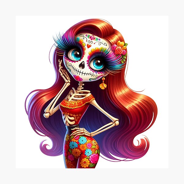 Item preview, Rainbow Hair Catrina Skeleton with Blue Eyes designed and sold by Krasnovaovaova.