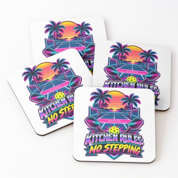 Item preview, Kitchen Rules No Stepping Retro Pickleball Badge designed and sold by Win Hardy.