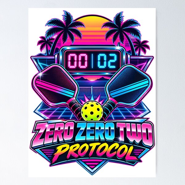 Item preview, Zero Zero Two Protocol Retro 80s Pickleball Graphic designed and sold by Win Hardy.