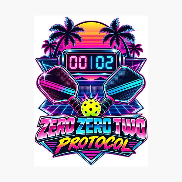 Item preview, Zero Zero Two Protocol Retro 80s Pickleball Graphic designed and sold by Win Hardy.